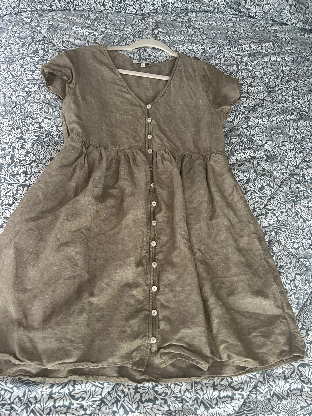 Madewell Olive Button-Front Mini Dress